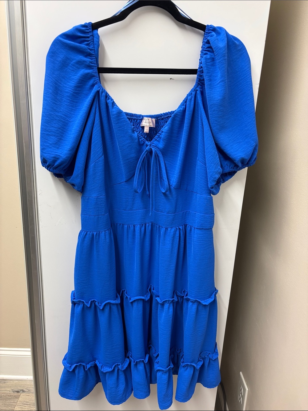 Women’s Cobalt Puff-Sleeve Tiered Casual Dress